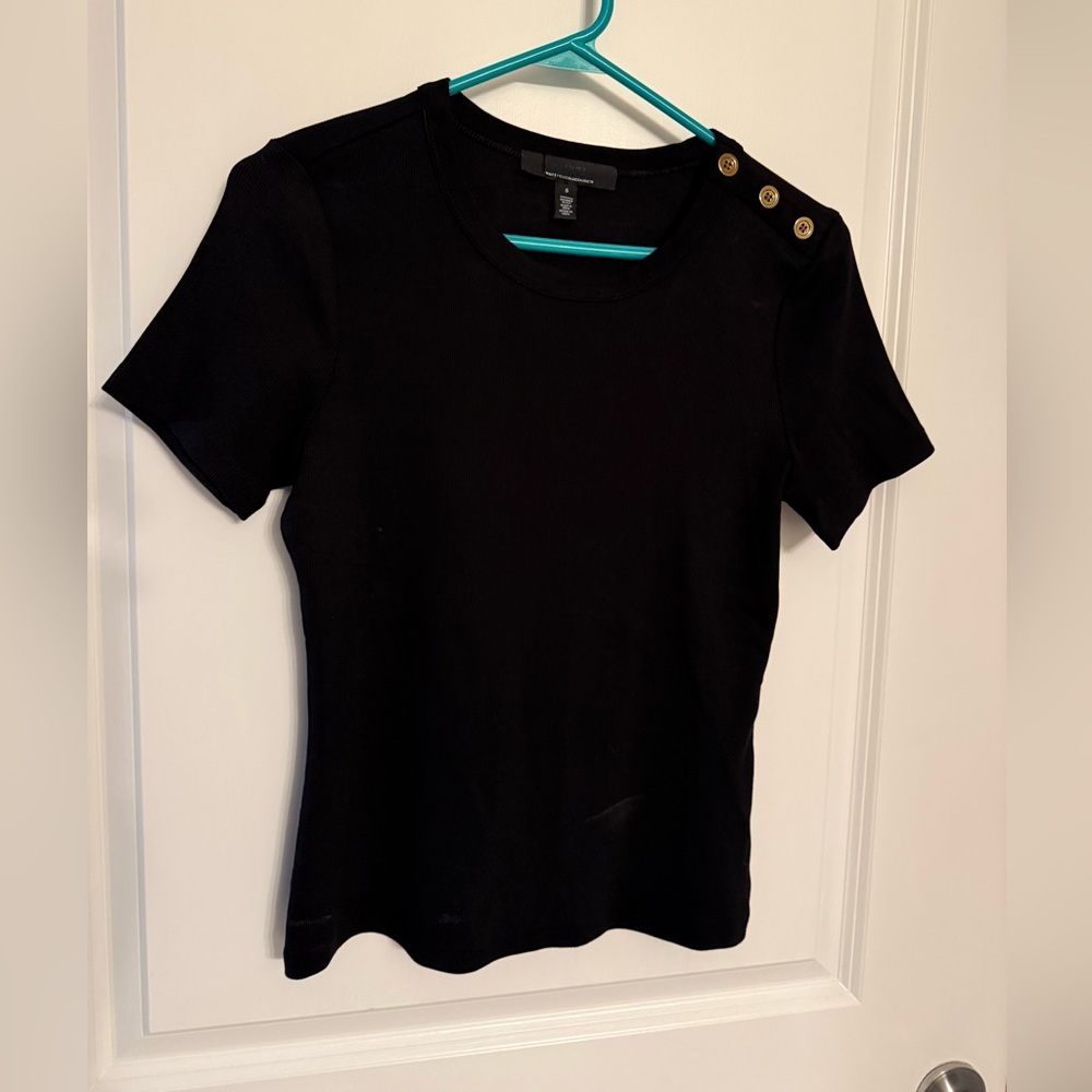 White House Black Market Women’s Black Button-Accent Top Size Small
